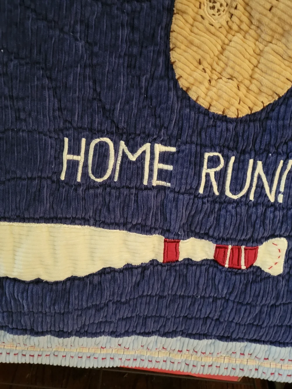 Pottery Barn Kids Retired  Homerun Baseball Corduroy Blue Baby Toddler Comforter